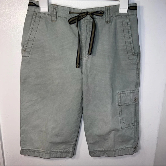 Gloria Vanderbilt, 6P, sage, green ribbon waist tie, cargo 100% Cotton Shorts - Picture 1 of 7